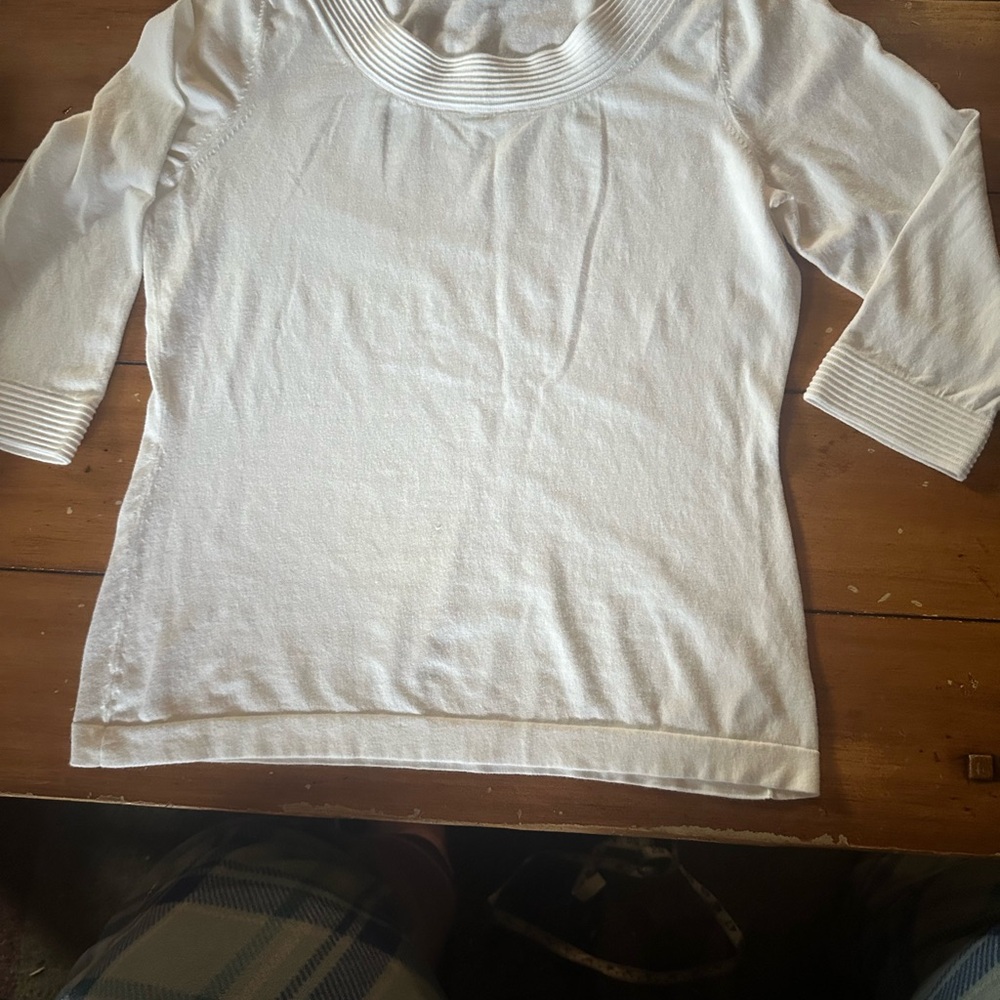 Banana Republic Cream Scoop Neck Sweater, 3/4 length sleeve, Lightweight